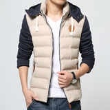 2015冬季新款青少年中长款棉衣 男士修身韩版纯色加厚棉袄外套潮