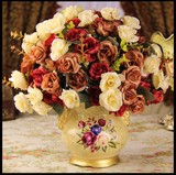 蜜糖包邮欧式高仿真花客厅假花装饰花卉绢花花瓶花艺套装陶瓷特价