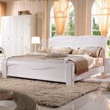 实木床红椿木双人床现代简约中式象牙白色实木床卧室家具