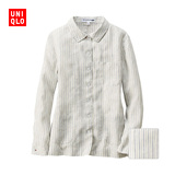 女装 IDLF麻质条纹衬衫(长袖) 177729 优衣库UNIQLO