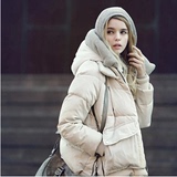 Zara女装欧洲站2014秋冬装新款修身显瘦气质短款连帽羽绒服外套