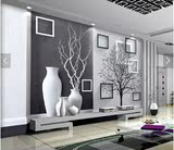 现代黑白艺术花瓶3D电视背景墙卧室婚房衣橱定做壁画大型壁纸墙纸