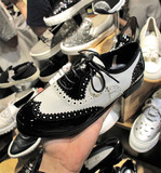 韩国东大门正品代购郑秀晶明星同款英伦风亮面低跟单鞋系带皮鞋女