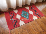 羊毛装饰毯茶几床边毯印第安纳瓦霍民族 地毯52*105cm手工编织100