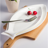 创意珍珠鱼形鱼盘14寸/16寸陶瓷家用纯白菜盘 蒸鱼碟大号盘子餐具