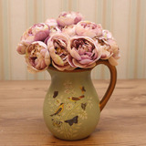 欧式复古奶壶小花瓶 餐桌茶几装饰花工艺品 美式田园乡村单耳花瓶