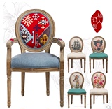 欧式实木餐椅 美式简约软包复古椅 现代北欧时尚咖啡厅新古典椅子