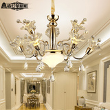 格灯堡欧式吊灯创意水晶卧室客厅灯田园美式餐厅吊灯花瓣铁艺术灯