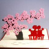 新品浪漫樱花树贺卡 立体手工创意纸雕 创意礼物花卉表白万能卡片