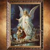 天主教圣像手绘仿真喷绘欧式玄关走廊教堂装饰天使油画定制包邮