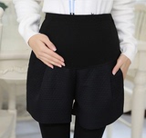 韩国yfk孕妇冬装短裤新款时尚加厚孕妇冬季波点百搭可调节托腹裤