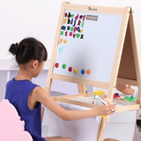 双面磁性儿童画画板宝宝家用小画架可升降支架式实木写字黑板玩具