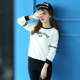 2016秋装韩版女装字母简约百搭显瘦常规外穿学院风学生薄款T恤女