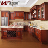 鑫诺伟天贵阳美式红橡实木橱柜定制定做整体厨房装修 中岛型厨柜
