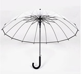 16骨加厚透明雨伞日本韩国个性小清新长柄伞自动明星创意男女雨伞