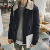 2015冬季新款韩版时尚毛呢夹棉加厚领羊毛羔棉衣外套男潮Y03-P125