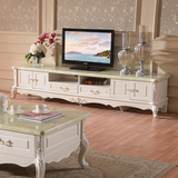 欧式电视柜法式大理石面高档象牙白实木雕花带抽客厅茶几组合家具