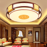 中式吸顶灯客厅古典圆形LED吸顶灯餐厅卧室实木仿古中式灯具