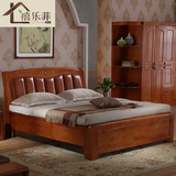 禧乐菲中式全实木床1.8米双人床1.5橡木床真皮软包床高箱储物大床