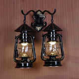 欧式铁艺仿古壁灯 客厅 卧室 过道 美式煤油灯双头复古马灯壁灯