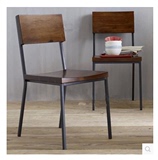 中式新款整装黑色宜家LOFT复古实木铁艺餐椅靠背做椅休闲椅咖啡椅
