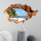 佩格3D立体墙贴酒店卧室3D装饰壁画创意洗手间透视墙贴画墙外沙滩