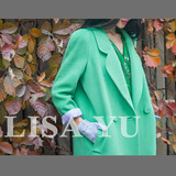 LISA YU原创秋冬新款纯色毛呢长大衣女装呢外套