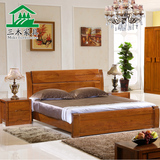 特价简约全实木床1.8米双人床老榆木家具储物床卧室榆木床厚重款