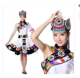纳西族表演服装 女装裙装民族服装傈僳族瑶族白族基诺族舞蹈服