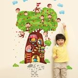 特大儿童卡通墙贴环保可移除儿童房间幼儿园墙上贴画猴子小树屋