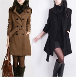 2015秋冬装大码外套女韩版新款修身显瘦中长款羊毛呢大衣加棉女装