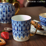 欧式马克水杯茶杯俄罗斯复古蓝调手工描金英式咖啡杯下午茶红茶杯