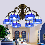 彩玻欧式地中海风格多头吊灯现代铁艺客厅灯卧室餐厅吸顶灯