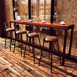 美式loft铁艺实木复古餐桌长桌吧台桌酒吧桌高吧桌咖啡厅桌椅组合