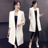 2016年新款职业女装白色韩版中长款风衣女外套小西装