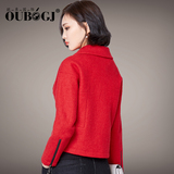 红色韩版毛呢外套女短款2015新款尼子衣女装加厚修身妮子短外套