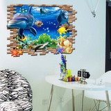 3D墙纸立体墙贴纸五代ABQ装饰沙发电视背景墙卧室贴画海洋海豚