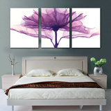 客厅装饰画现代卧室床头无框画三联抽象紫色花挂画沙发背景墙壁画
