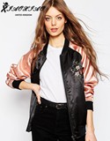 英国正品代购直邮 ASOS16春款女款绣花甜美靓丽棒球外套夹克 2.16
