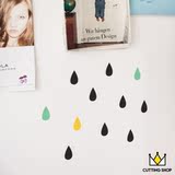 INS欧美爆款创意家居装饰 雨滴云朵 PVC玻璃背景墙贴