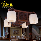 思密达红木灯现代中式客厅西班牙云石灯长方形餐厅卧室实木吸顶灯