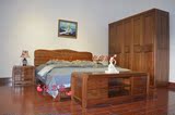 全实木床双人1.8米床 卧室柚木床 现代中式实木家具