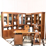 纯实木书柜  金丝木可自由组装  五门带转角书柜、置物架储物柜