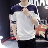 夏季新款T恤男短袖潮七分袖韩版青年学生修身潮男太空棉短袖t恤男