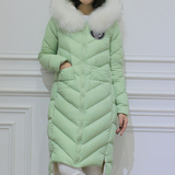 2015新款韩版修身显瘦时尚大毛领羽绒服女中长款特价nyc