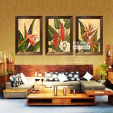 东南亚泰式风格客厅油画现代简约有框装饰画卧室餐厅壁画热带芭蕉