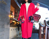2015秋冬新款女装韩国东大门代购圣诞装大红羊呢绒大衣毛毛外套女
