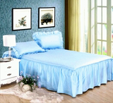 可配四件套全棉纯色床裙 纯棉素色缎条床罩/床盖/床单1.5米1.8米