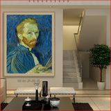 梵高自画像油画欧式风格抽象挂画美式客厅玄关卧室餐厅肖像装饰画
