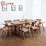 实木餐桌椅组合 西餐厅桌椅长方形桌子小户型餐桌 主题餐厅椅子